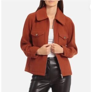 Avec Les Filles Felted Zip-up Utility Jacket In Rust Size Large